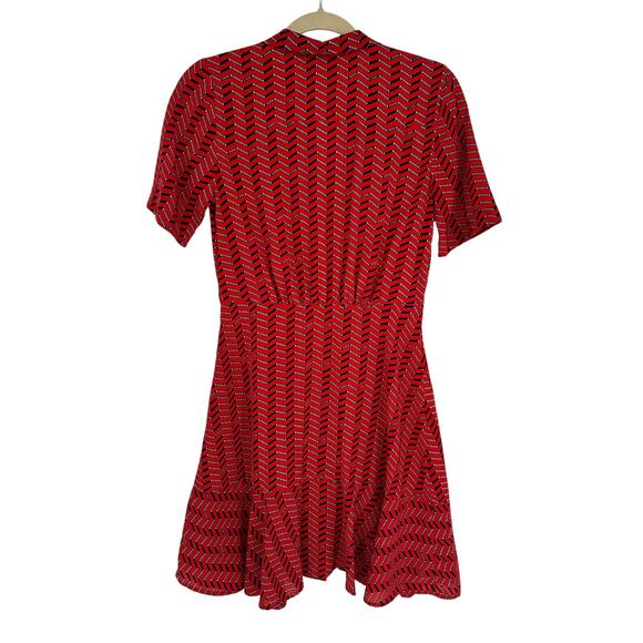 Scotch & Soda Allover Summer Shirtdress Red Black Chevron Knee Length Retro XS - Picture 3 of 11